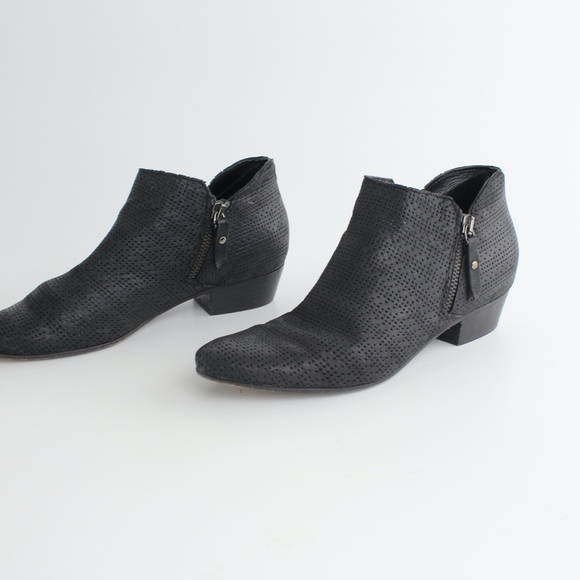 Soft Perforated Leather Ankle Boots Booties Shoes - Picture 5 of 8